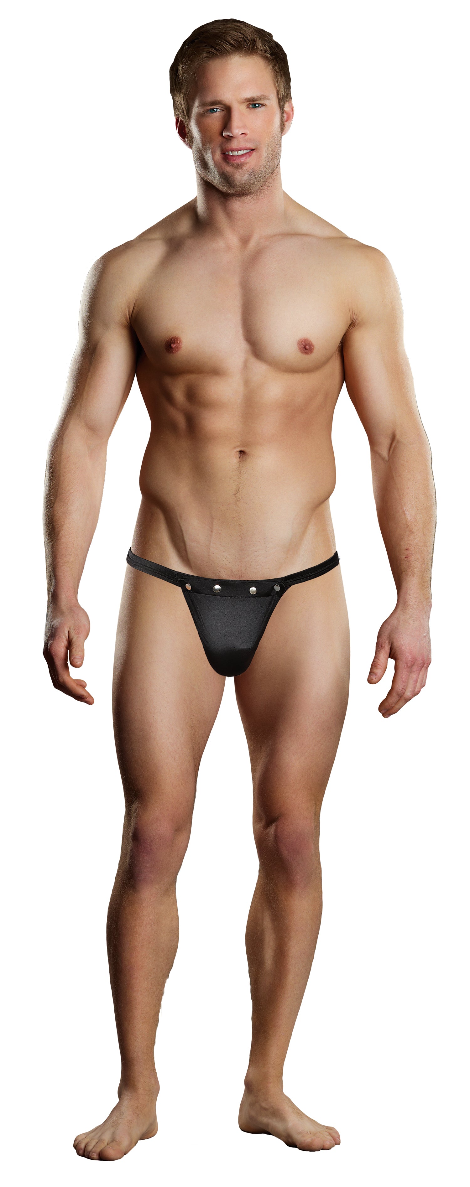 Male Power Rip Off Mens Thong With Studs Black