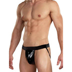 Male Power Wet Look Faux Leather Mens Jock Black