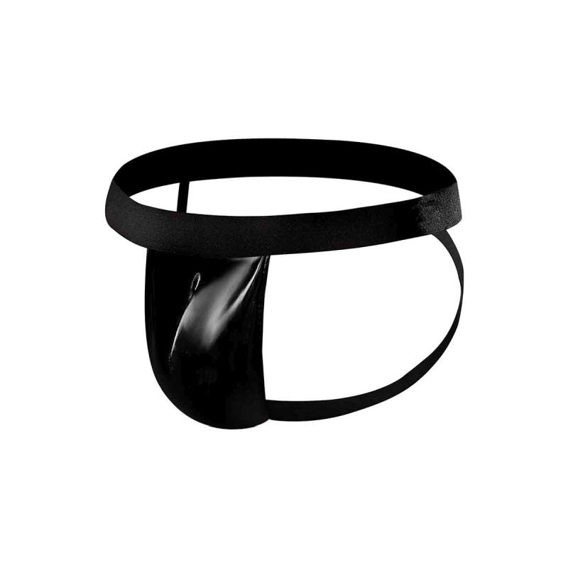 Male Power Wet Look Faux Leather Mens Jock Black