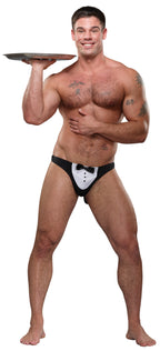 Male Power MaitreD Thong Novelty Underwear With Tuxedo Pouch Black