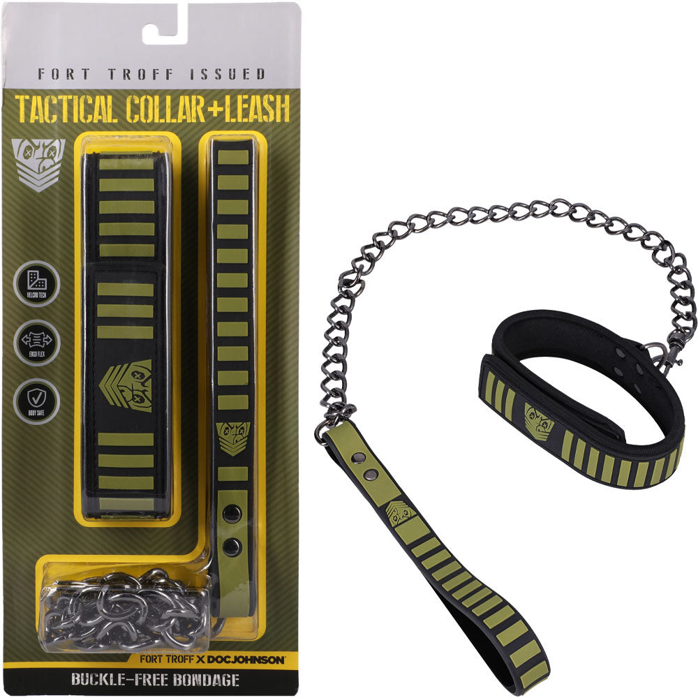 Doc Johnson Fort Troff Tactical Collar & Leash Restraint Black / Green