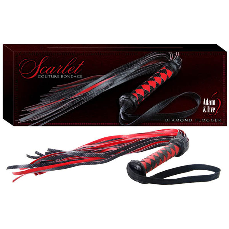 Adam & Eve Scarlet Couture Diamond Flogger Whip Red / Black Adam & Eve