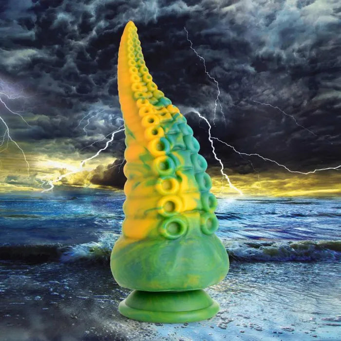 XR Brands Creature Cocks Monstropus Tentacled Monster Silicone Fantasy Dildo 21.6cm Green / Yellow XR Brands