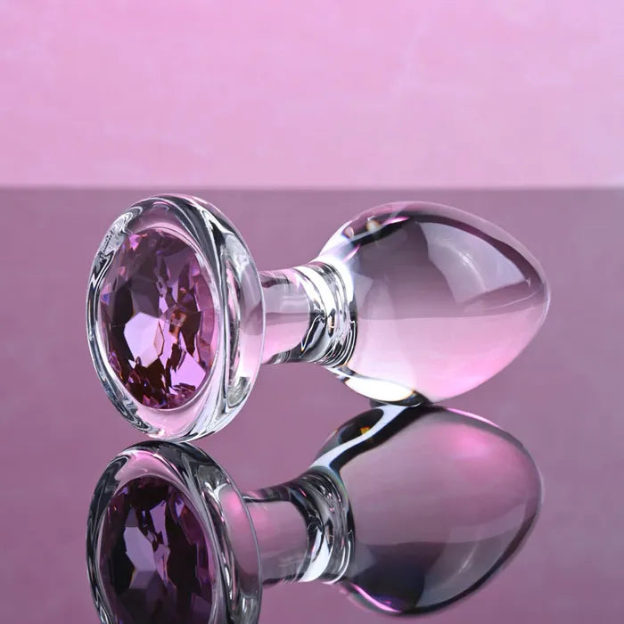 Adam & Eve PINK GEM GLASS Butt Plug With Pink Gem Base Medium 8.7cm Adam & Eve