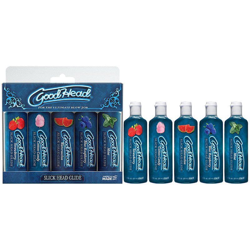 Doc Johnson GoodHead Slick Head Glide Flavoured Water Based Lubes Set Of 5 x 30ml Bottles Doc Johnson