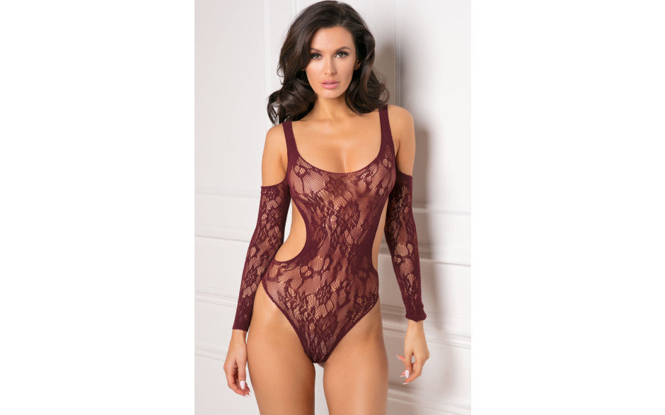 Rene Rofe Set The Mood Off The Shoulder Lace Bodysuit One Size