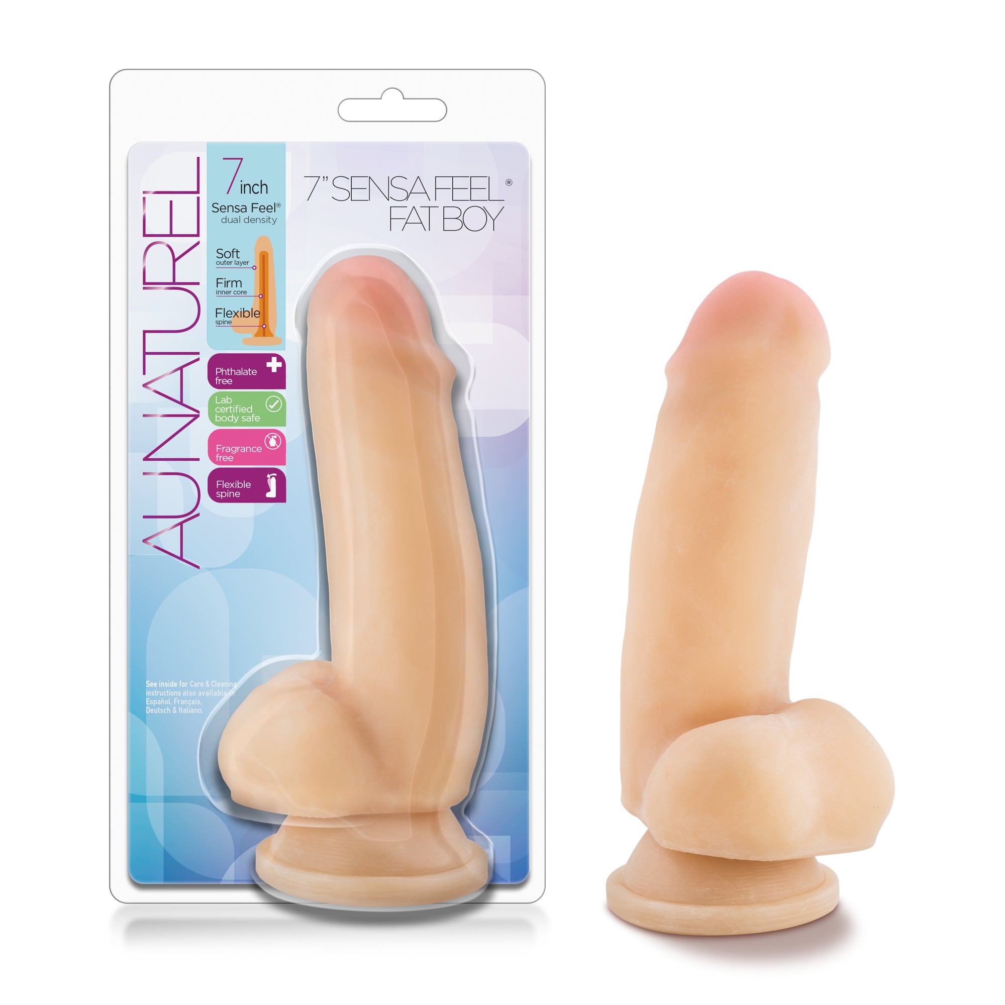 Blush Novelties Au Naturel Sensa Feel Fat Boy Dildo 7 Inch Beige
