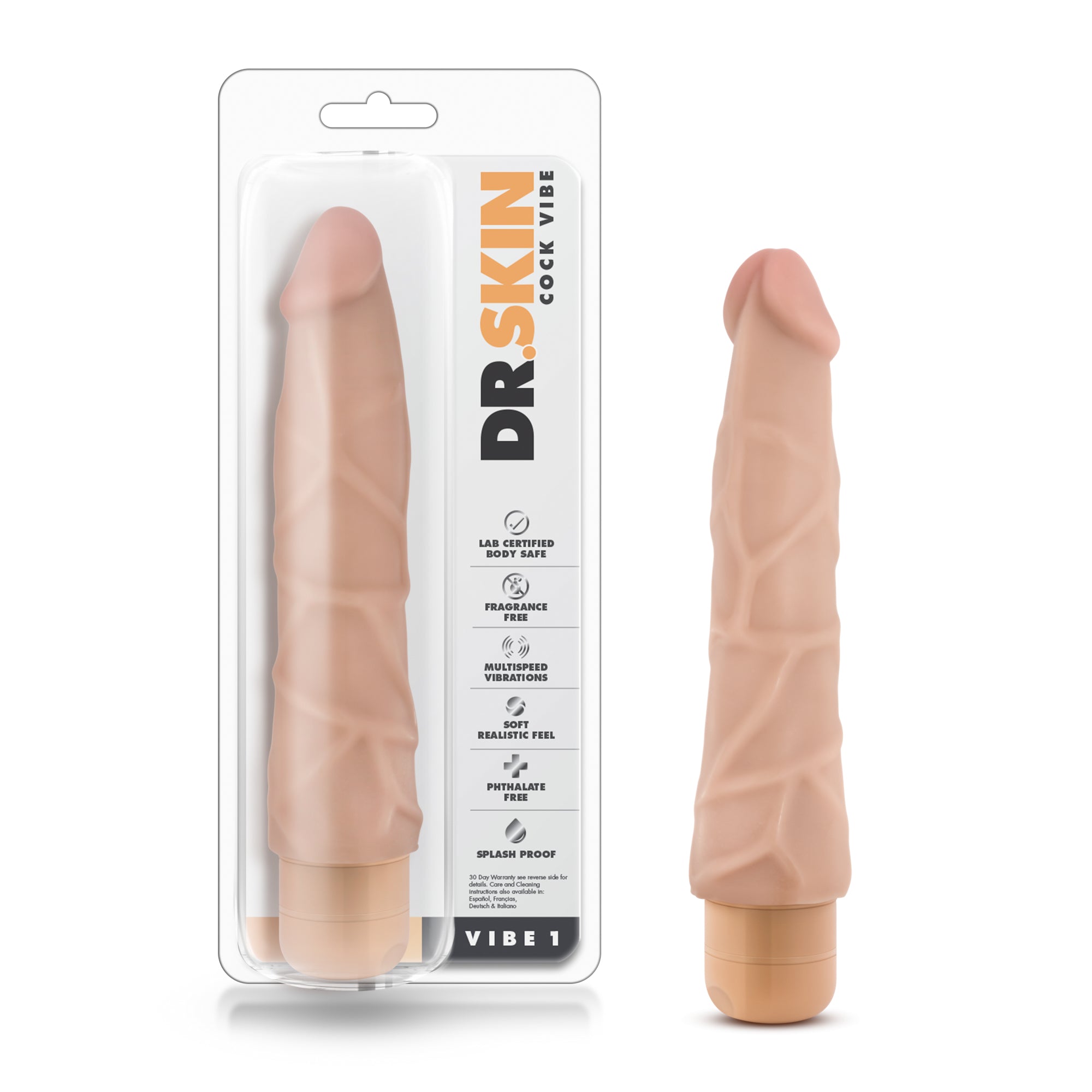 Blush Novelties Dr Skin Cock Vibe 1 Vibrating Cock 9 Inch Beige