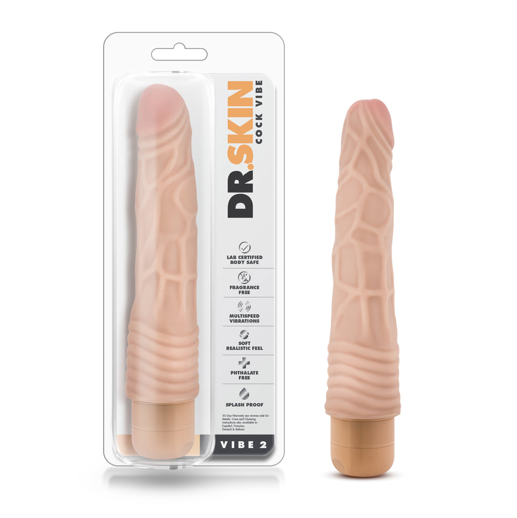 Blush Novelties Dr Skin Cock Vibe 2 Vibrating Cock9 Inch Beige