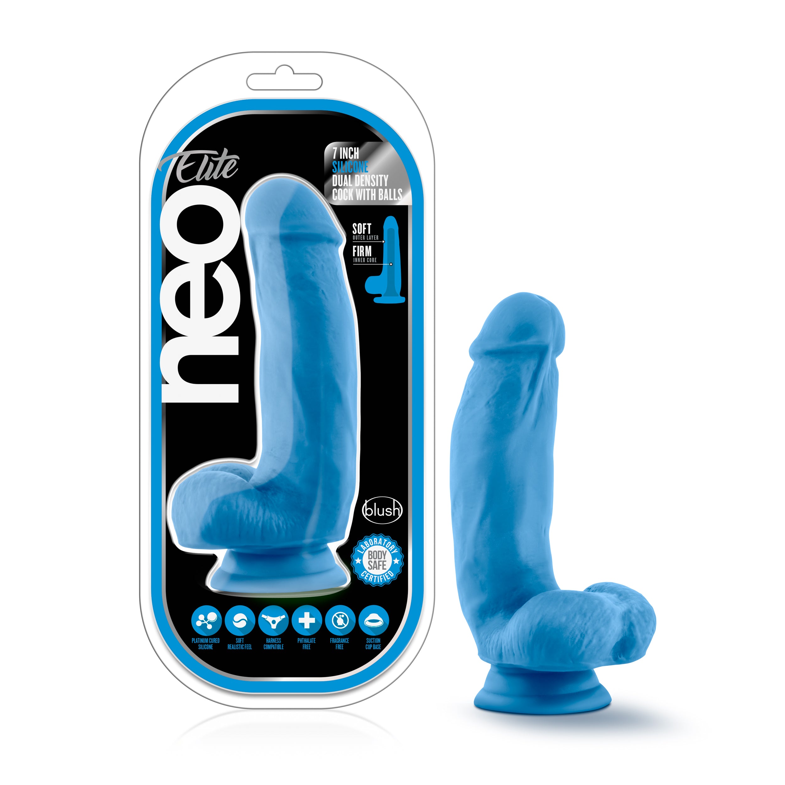 Blush Novelties Neo Elite Silicone Dual Density Cock With Balls 7 Inch