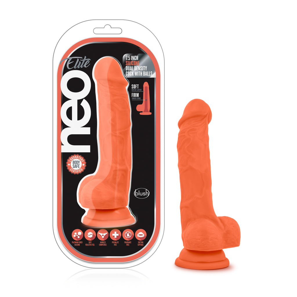 Blush Novelties Neo Elite Silicone Dual Density Cock With Balls 7.5 Inch