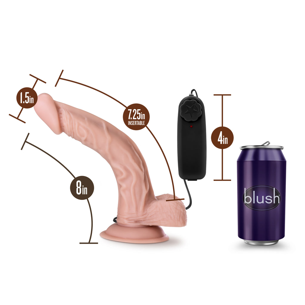 Blush Novelties Dr Skin Dr Sean Vibrating Cock With Suction Cup 8 Inch Vanilla