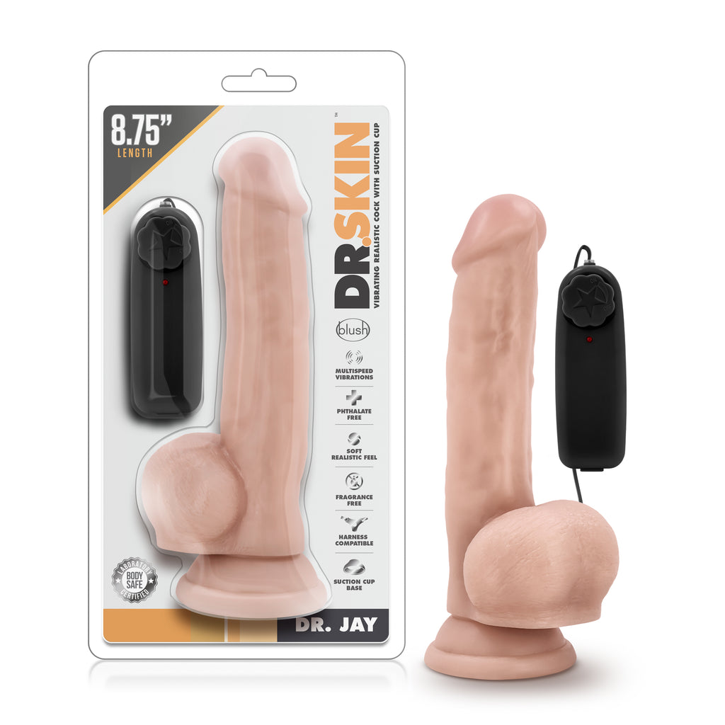Dr Skin Dr Jay Vibrating Cock With Suction Cup 8.75 Inch Vanilla