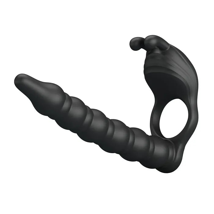 Party Up MARCUS Ring & Anal Plug USB Rechargeable Vibrating Cock Ring With Double Penetrator Black Party Up
