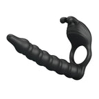Party Up MARCUS Ring & Anal Plug USB Rechargeable Vibrating Cock Ring With Double Penetrator Black Party Up