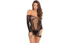 Rene Rofe Skin Tight Demure Long Sleeve Mini Dress Black