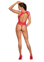 Obsessive Open Back Sexy Knitted Womens Teddy OS Red