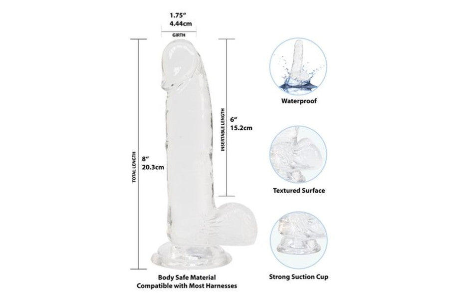 BMS Factory Addiction Crystal Realistic Dildo With Balls Clear