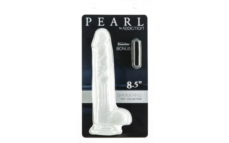 BMS Factory Addiction Pearl Suction Cup Realistic Dildo 8.5 Inch Pearl White
