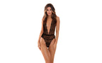 Rene Rofe Deep V Neckline Womens Plunge In Teddy Black