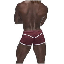 Male Power Sport Mesh Stretchy Mens Mini Short Burgundy