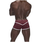 Male Power Sport Mesh Stretchy Mens Mini Short Burgundy
