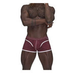 Male Power Sport Mesh Stretchy Mens Mini Short Burgundy