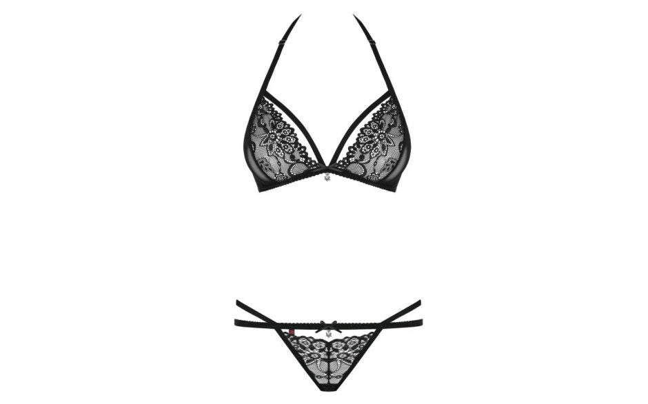 Obsessive Bra and Panty Set 2 Piece Black L / XL