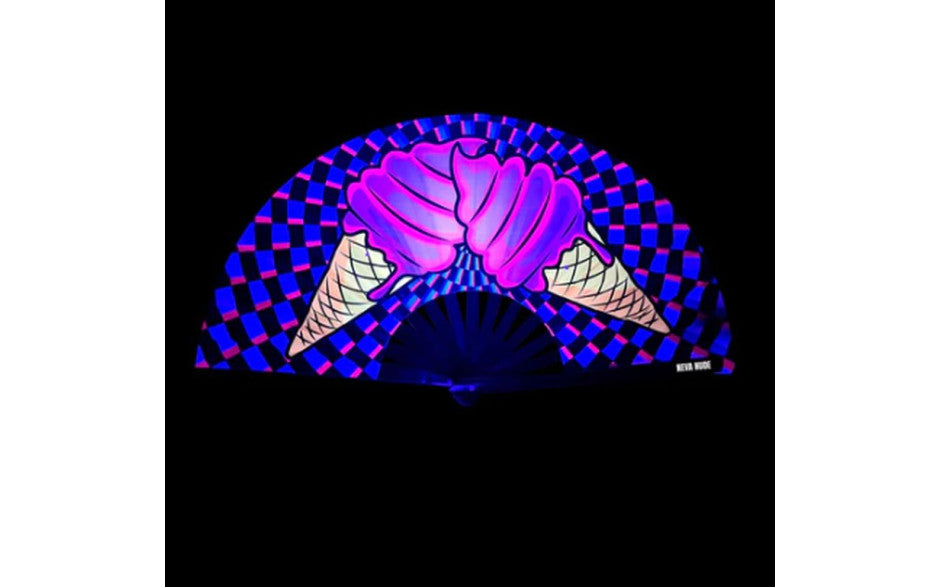 Neva Nude Ice Scream You Scream Blacklight Folding Fan