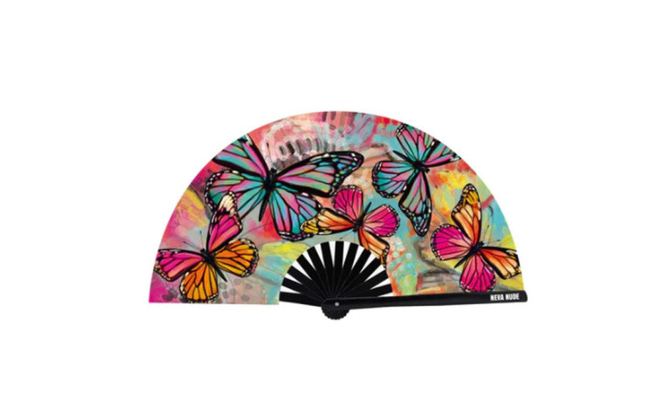 Neva Nude Flutter By Butterfly Blacklight Folding Fan