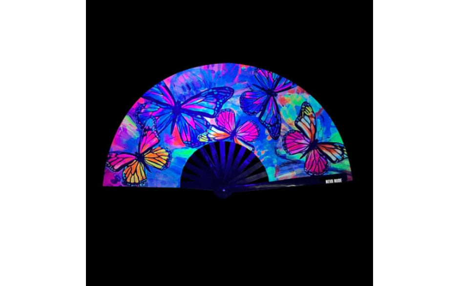 Neva Nude Flutter By Butterfly Blacklight Folding Fan