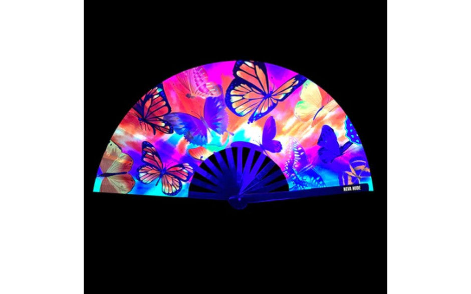 Neva Nude Butterfly Garden Blacklight Folding Fan