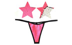 Neva Nude Bitchin Neon Pink & Silver Blacklight Sequin Pastie & Panty Set