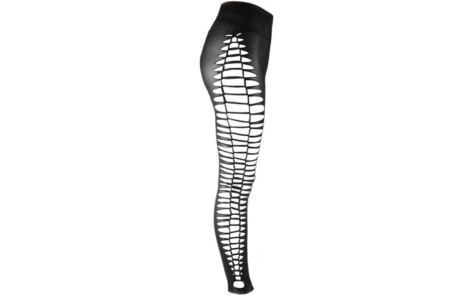 Axami Lingerie Stretch Wetlook Cut Out Leggings Black XL
