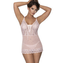 Exposed Lingerie Womens Lace Chemise and G-String Blush