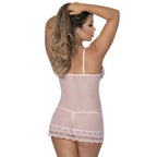 Exposed Lingerie Womens Lace Chemise and G-String Blush
