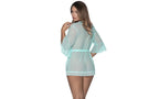 Exposed Lingerie Womens Robe With Lace Trim Turquoise S / M