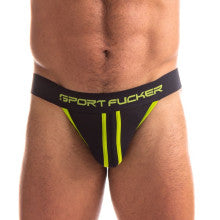Sport Fucker Jersey Male Jock Strap Black and Green
