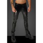 Noir Handmade Snake Wetlook Long Pants with Back Pockets Black