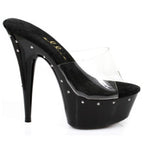 Ellie Shoes Slip On Rhinestone Platform Black 6 Inch Heel