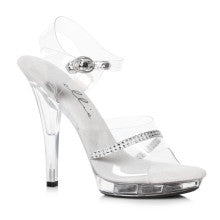 Ellie Shoes 5 Inch Heel Clear Sandals with Rhinestones