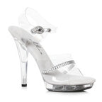 Ellie Shoes 5 Inch Heel Clear Sandals with Rhinestones
