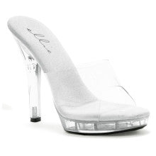 Ellie Shoes Comfortable Slip On Sandal Clear With 5 Inch Heel