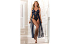 Gworld Lingerie Long Dress Strappy Sexy Teddy Blue Opal OS