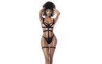 Mapale Sexy Womens Strappy Bodysuit Black L / XL