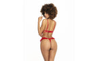 Mapale 2 Piece Lace Cut Out Bra and Panty Set Red M / L