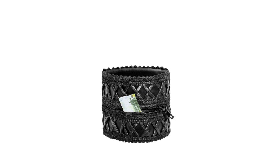 Noir Handmade Womens Wrist Wallet With Hidden Zipper Black