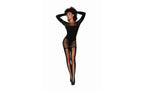 Dreamgirl Lingerie Seamless Opaque & Fishnet Bodystocking Black