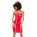 Mapale Halloween Party Nurse Costume Vinyl Red