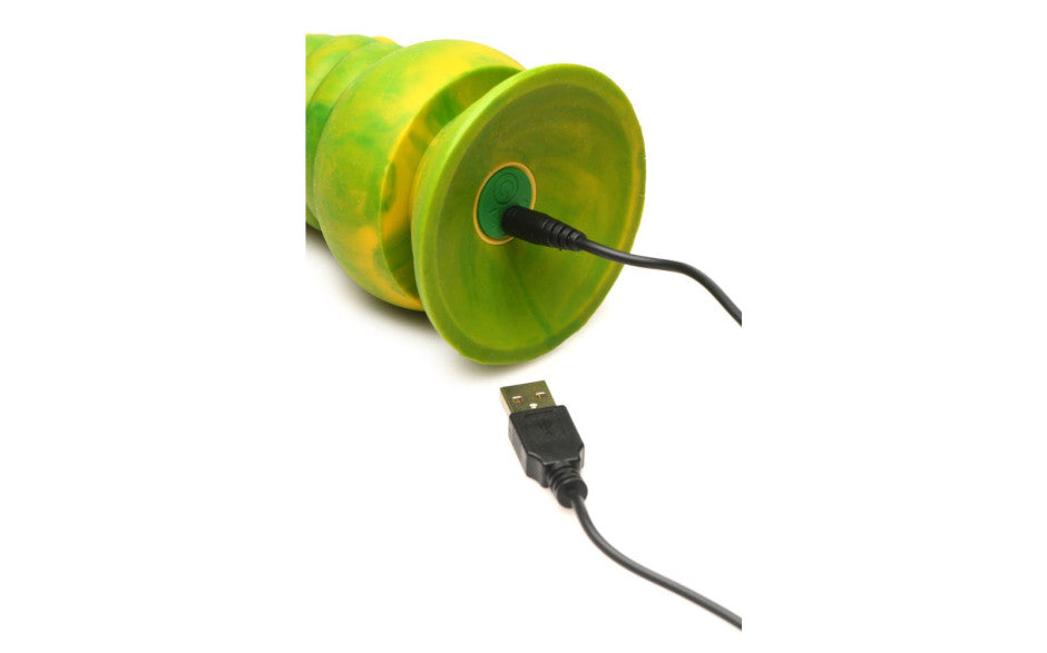 XR Brands Creature Cocks Monstropus 2.0 Vibrating Tentacled Monster Silicone Dildo Green / Yellow